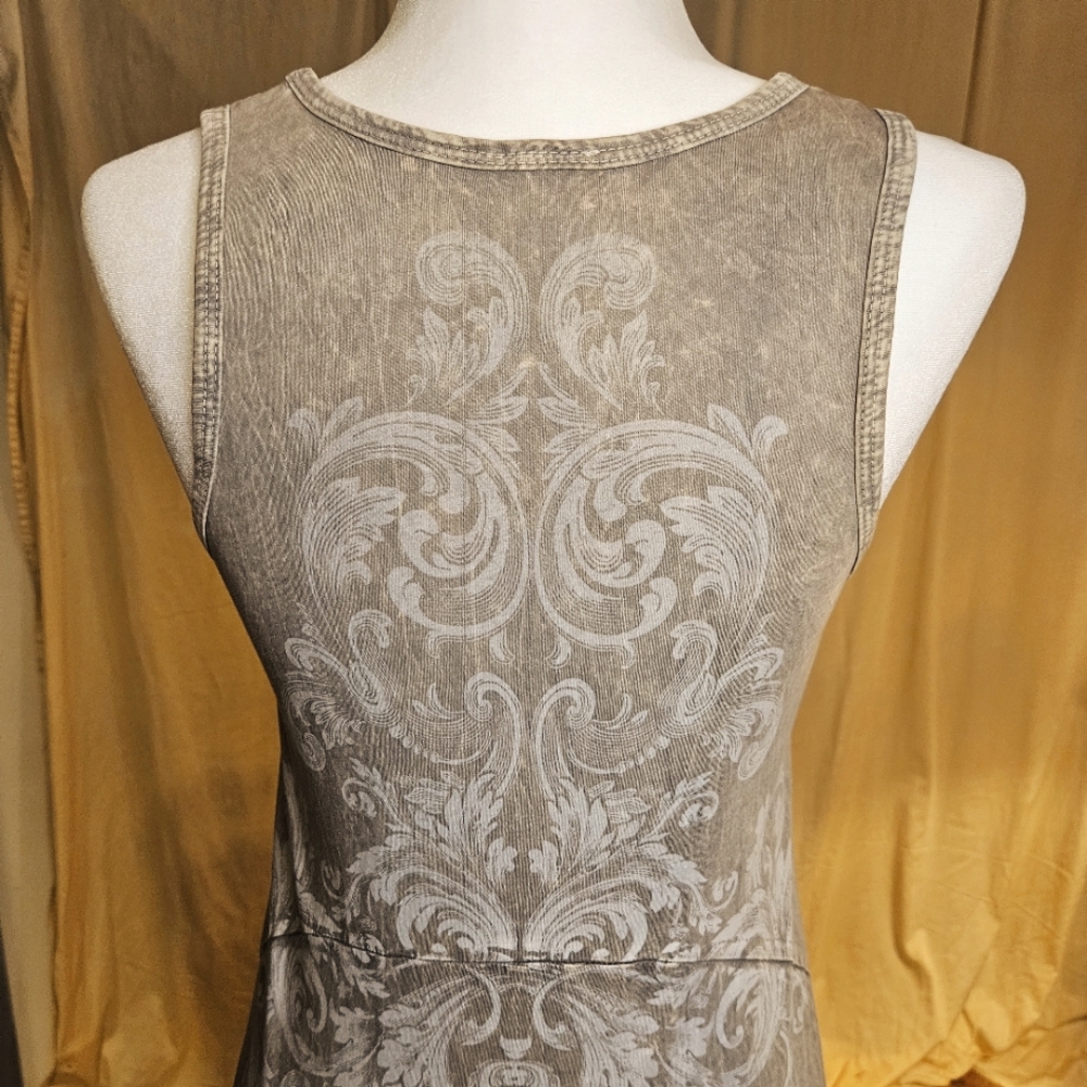 Vocal Silver and Tan Tunic Top with Chic Design - Picture 11 of 15